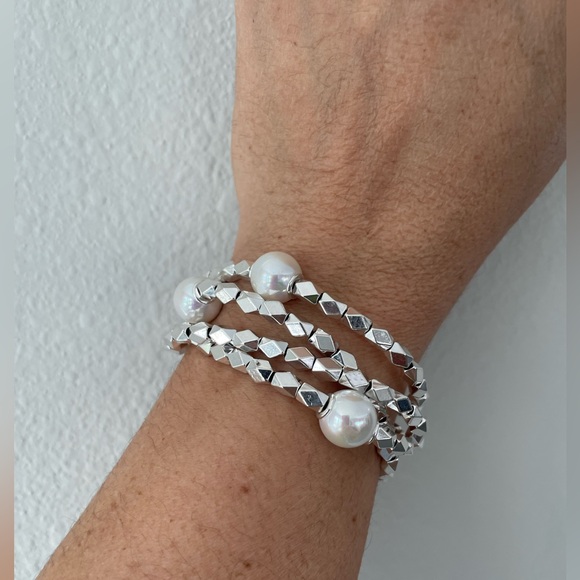 UNO de 50 Bracele🔸️END PEARL 🔸️ Silver plated  with Faux Pearls - Picture 14 of 15